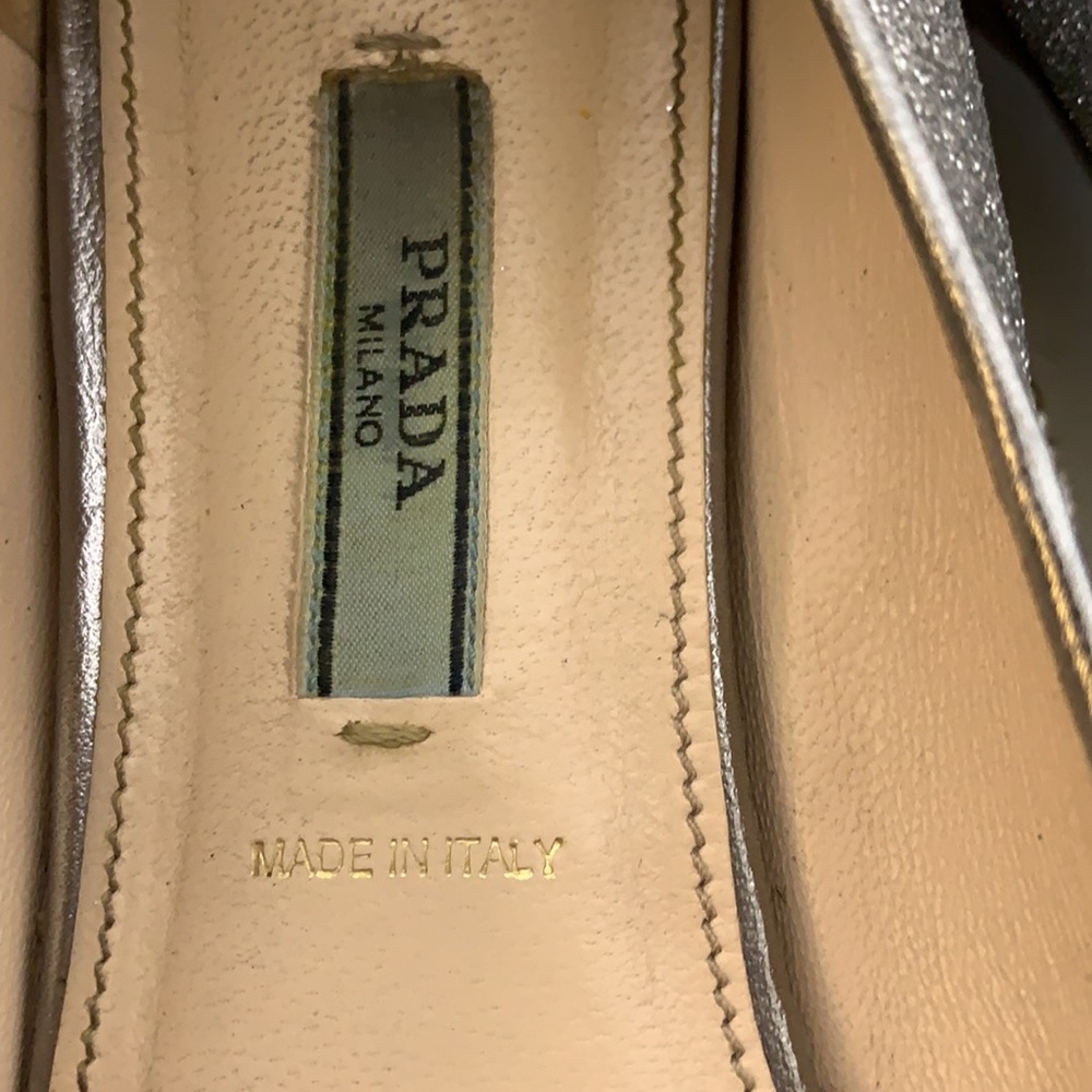 Vintage Prada Silver Sparkle Flat Loafers - Picture 7 of 16